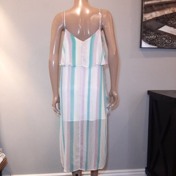 NEW BCBGeneration Tiered Ruffle Dress Womens Size Small Multi Striped Sleeveless - Picture 8 of 16